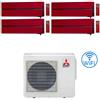 Mitsubishi Climatizzatore Condizionatore Mitsubishi Kirigamine Style Wifi R32 Rosso Quadri Split Inverter 9000 + 9000 + 12000 + 12000 BTU con U.E. MXZ-4F72VF NOVITÁ Classe A++/A+