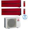 Mitsubishi Climatizzatore Condizionatore Mitsubishi Kirigamine Style Wifi R32 Rosso Dual Split Inverter 9000 + 12000 BTU con U.E. MXZ-2F53VF Classe A+++/A++