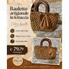 GielleService BORSA BAULETTO ARTIGIANALE BISCOTTO PERSONALIZZABILE IN FETTUCCIA PUNTO NIDO D'APE