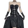 PengGengA Top Corsetto Gotico Punk Donna Bustier Nero Senza Spalline con Cerniera Fibbie Dettagli in Pelle Moda Y2K Grunge Emo Alternativa