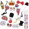 ZWZNBL 20 pezzi di puntelli fotografici e 2 adesivi per tatuaggi per Queen's Platinum Jubilee Party - British Selfie Decorations