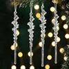 HERZONE 25 pezzi Decorazione per albero di Natale a forma di stalattite, in acrilico, decorazione natalizia per albero di Natale (C-trasparente)