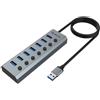 Akasa Hub usb Akasa Connect 7 IPS 7 porte con switch 5 V/2A Argento