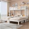 Rvjiahe Letto tripla a castello con scala laterale per bambini e ragazzi, bianco (90 x 200 cm)