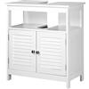 BAKAJI Mobile Sottolavabo Lavandino Lavabo Armadietto Armadio Bagno Due Ante Doppia Apertura Scaffale Design Moderno Casa Salvaspazio Ripiani Interni Legno Bianco 60x30x60 cm