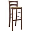 OKAFFAREFATTO MADDALONI Sgabello Alto da Bar in Legno Massello Noce Scuro con Schienale H80cm, per Cucina Bancone Ristorante