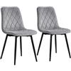 Relaxdays Set di 2 Sedie da Pranzo Imbottite in Velluto, Grigio | Gambe in Metallo, Portata 120 kg, Soggiorno e Cucina