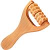 Tuxxjzm Rullo massaggiante portatile, massaggiatore muscolare manuale, strumento per massaggio in legno naturale per collo, schiena, gambe e viso