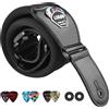Lekato cintura per chitarra regolabile, pelle, memory foam, con plettro, nero