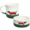 Tognana Porcellane8056444507362 Tognana Bassotto, set 2 pezzi bolo + mug, New Bone China, verde/bianco