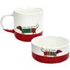 Tognana Porcellane8056444507362 Tognana Bassotto, Set 2 Pezzi Bolo + Mug, New Bone China, Rosso/Bianco