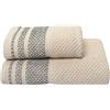 PARAH Set Asciugamani Bagno 2 Pezzi, Viso e Ospite, Cotone Jacquard, Avorio | 530 g/m, 1 Asciugamano Viso 50x100 cm, 1 Asciugamano ospite 40x50 cm, lavabile in lavatrice, 100% Cotone, Design elegante