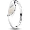 PANDORA ME - Anello sigillo in argento sterling, con pietre di zirconia cubica incolori e smalto bianco scintillante