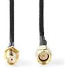 Nedis Cavo antenna - femmina SMA - maschio SMA - placcato oro - 50 Ohm - schermatura singola - 0,50 m - rotondo - intrecciato - nero - etichetta