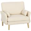 HOMCOM Poltrona Imbottita Effetto Velluto con Gambe in Legno per Soggiorno e Camera da Letto, 103x80x103 cm, Bianco Crema | Aosom Italy