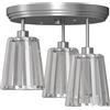 HOMCOM Plafoniera LED Soffitto in Vetro Cristallo con 3 Luci, Attacchi E27, Senza Lampadina, per Soggiorno, Argento | Aosom Italy