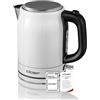 Cloer 4511 Bollitore Elettrico in Acciaio Inossidabile, 2200 W, indicatore del livello dell'acqua, protezione contro il surriscaldamento e il funzionamento a secco, 1 litro, bianco