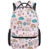 Dolyues Zaino scuola di terza elementare per ragazze elementari 8-10 anni carino gatto mucca stampa libro per bambini con tasche multiple, Fiore arcobaleno gatto, Zaino daypack