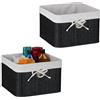 Relaxdays Cestini Portaoggetti Decorativi, Set 2 Ceste per Bagno e Camera, Contenitori per Armadio, 20x31x31 cm, Nero