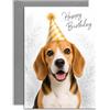 Olivia Samuel Biglietto di auguri di compleanno con cane Beagle per papà, mamma, moglie, marito, design con disegno di cane, formato A5, con busta grigia, progettato e stampato nel Regno Unito