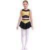 Lejafay Vestito con Paillettes per Ballo E Pattinaggio su Ghiaccio per Bambine Costume da Danza Cheerleader con Crop Top Senza Maniche E Gonna A Balze