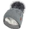 Rockjock Berretto a trecce in Lana con Diamante Pesante per Donna con Fodera Termica in Felpa e Fodera in Pelliccia Sintetica Staccabile