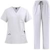PengGengA Divisa Sanitaria Donna Uniforme Medico Set con Casacca e Pantalone Abbigliamento da Lavoro Multitasche