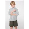 Tezenis Camicia Manica Lunga Bimbo Tela Cotone Effetto Lino Bambino Grigio