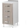 REDÒKASA Cassettiera per cucina componibile da 40 cm con 4 cassetti, realizzata in legno 100% MADE IN ITALY (Bianco con cassetti Olmo)