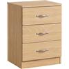 Vida Designs comodino in pino, con 3 cassetti, maniglie e guide in metallo