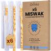 ORINKO® Siwak Naturale x6 con Custodia x6 - Spazzolino Ecologico per Denti - Miswak Africano per Pulizia, Sbiancamento e Igiene Orale - Bastoncini di Araak come Alternativa Sostenibile