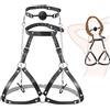 Accos Love Imbracature in pelle per bondage BDSM, restrizioni per il seno, set 3 in 1 per bondage sessuale,collare per il collo, set di lingerie sexy fetish,cincher per tette,sex toy,coppe da A a C