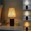 XINYASEE Lampada da comodino in legno massello, lampada da tavolo con paralume floreale - E27 con paralume a gabbia, lampada da soggiorno retrò Edison (senza lampadina) (B)