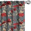 ABAKUHAUS Papavero Tenda a Pannello Set di 2, Moderna Floral Garden, Trattamento della Finestra per Stanza e Camera da Letto, 2 pezzi 75 cm x 225 cm, Beige Grigio Rosso
