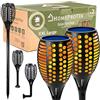 HOMEPROTEK 2 Pezzi 96 LED Luci Solari da Giardino Esterno - Impermeabili IP65 Lampade Solari da Giardino Potenti - Lampada Esterno Solare con Effetto Fiamma e Auto On/Off Sensore Giorno/Notte