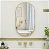 HOMCOM Specchio da parete ovale, specchio da bagno, 40 x 70 cm, cornice arrotondata in lega di alluminio, montaggio verticale o orizzontale, decorazione da parete per bagno, soggiorno, camera da