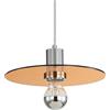 LFsem Lampada a Sospensione Moderna, 25cm Paralume Rotondo in Vetro e Finitura Cromata, E27 6W LED Lampadario da Soffitto per Cucina, Sala da pranzo e Camera da letto (Ambra, 1 Luce)