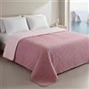 Clara Home Milano Copriletto Trapuntato Capri in Microfibra Manopesca, Double Face, Trapuntino Primavera Estate, Qualità Premium, Made in Italy, Coperta Letto 1 Piazza e Mezza, Colore Cipria