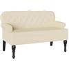 IKAYAA Divano da Salotto Divanetto a 2 Posti con Braccioli Panca Chesterfield per Soggiorno Ufficio 119,5 x 64,5 x 75 cm-Crema-