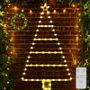 ZQEJEFD Luci Natale Esterno Batteria, 90cm Decorazione per Finestra a LED, LED Scaletta Luci Natale Batteria con Telecomando,Timer, 8 Modalità, Addobbi Natalizi Decorazioni Casa Finestre(Bianco Caldo)