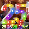 Ledido Lampada a LED con numeri illuminati a 35 colori, numeri 25 | Numeri luminosi a LED con telecomando, dimmerabile, decorazione per feste di compleanno, decorazione per matrimoni