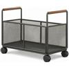 Qianly Carrello Porta Libri con Ruote, Organizzatore sotto Scrivania Portatile | Carrello Portariviste, Libreria Mobile per Smart Worker, Soggiorno, Nero, Medio Con Ruote