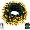 Jixviqi Luci Albero di Natale a Batteria, 20M 200 LED Luci di Natale Impermeabili con Telecomando, 8 Modalità e Timer, Regolabili per Esterno ed Interno, Giardino, Festa, Balcone - Bianco Caldo