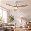 Thickoad Ventilatore da soffitto da 132 cm con illuminazione e telecomando, motore CC silenzioso, 3 pale, 6 velocità, timer, 6 velocità, funzionamento estivo e invernale per camera da letto (bianco)