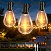 HeiPard Catena Luminosa Solare da Giardino 10m 16 LED Impermeabile | Catena di luci esterno con 16 lampadine Edison calde, 3 modalità, telecomando, pannello IP65, ricarica solare automatica