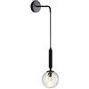 MZStech Applique da parete industriali vintage, globo in vetro trasparente 15 cm e lampada da parete a goccia in metallo nero per camera da letto, soggiorno (Vetro trasparente e metallo nero)