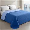 Clara Home Milano Copriletto Trapuntato Capri in Microfibra Manopesca, Double Face, Trapuntino Primavera Estate, Qualità Premium, Made in Italy, Coperta Letto 1 Piazza e Mezza, Colore Blu