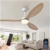 AQLEDY 132cm Lampadario Con Ventilatore Da Soffitto E Luce, Lampadario A LED Con Pale E Telecomando 6 Velocità Silenzioso, Motore DC Reversibile, Per Camera Soggiorno - Effetto legno bianco