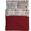 PENSIERI DELICATI Completo Letto Matrimoniale 100% Cotone, Completo Lenzuola Matrimoniali 180x200 Comprensivo di Lenzuolo sotto, sopra e 2 Federe, Made in Italy, Fantasia Shabby in Love Rosso
