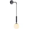 MZStech Applique da parete industriali vintage, globo in vetro bianco 15 cm e lampada da parete a goccia in metallo nero per camera da letto, soggiorno (Vetro bianco e metallo nero)